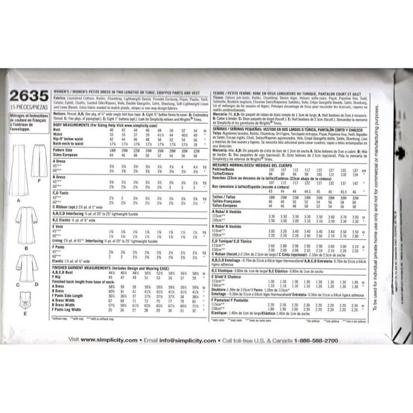 Simplicity 2635 Womens 26W to 32W Dress, Top, Pants and Vest Sewing Pattern - Picture 2 of 2